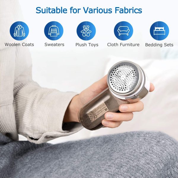 BEAUTURAL Lint Remover Fabric Shaver and Sweater Defuzzer with 2-Speeds, 2 Replaceable Stainless Steel Blades, Battery Operated (Grey) - Image 4