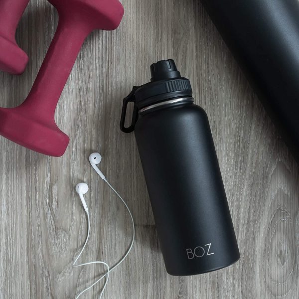 Stainless Steel Water Bottle XL - Gun Powder Black (1 L / 34oz) Wide Mouth, BPA Free, Vacuum Double Wall Insulated - Image 5