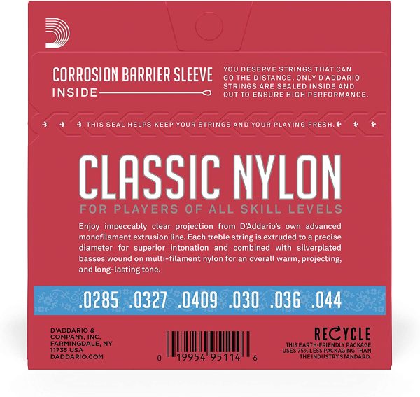 D'Addario Guitar Strings - Classic Nylon Guitar Strings - EJ27H Classical Guitar Strings - Silver Plated Wrap, Nylon Core, Clear Student Nylon Trebles - Hard Tension, 1-Pack - Image 3