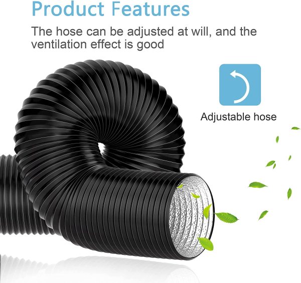 3 inch Air Duct - 16 FT Long, Black Flexible Ducting HVAC Ventilation Air Hose for Grow Tents, Dryer Rooms,Kitchen - Image 2