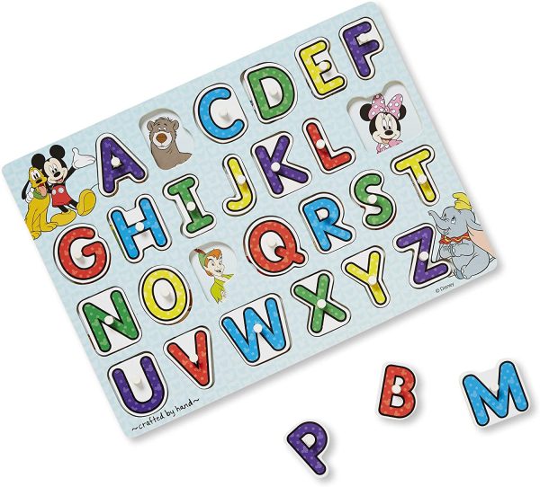 Melissa & Doug Disney Classics Alphabet Wooden Peg Puzzle (Developmental Toys, Sturdy Wooden Construction, 26 Pieces) - Image 7