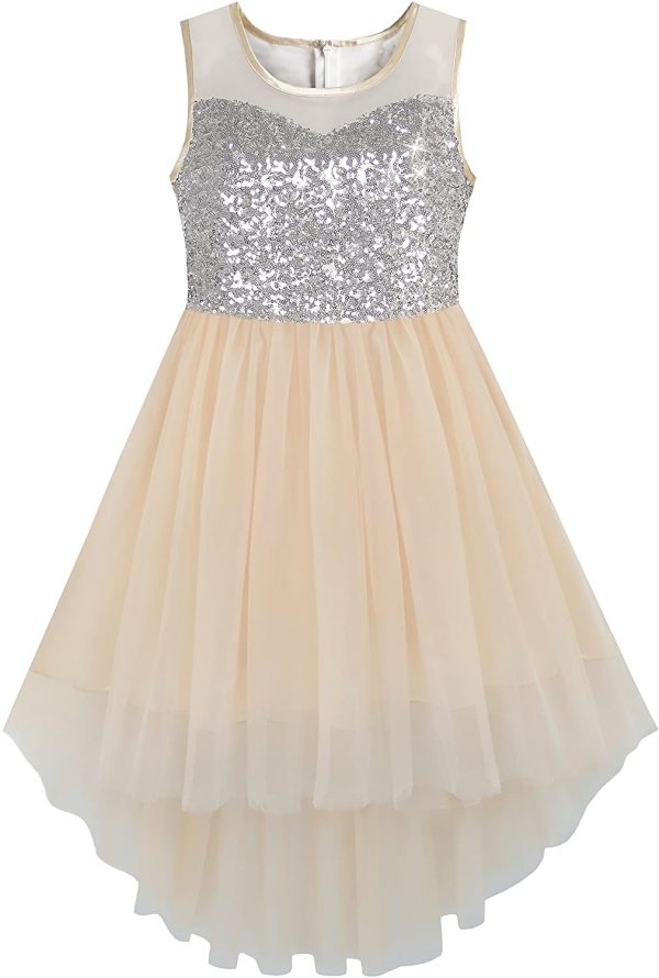 Sunny Fashion Girls Dress Sequin Mesh Party Wedding Princess Tulle - Image 5