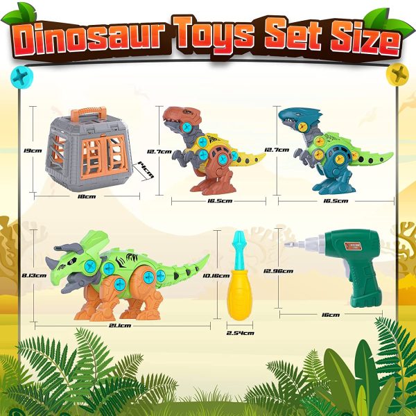 Yehtta Take Apart Dinosaur Toys for 3 4 5 6 7 Year Old Boys, Dinausor Toys with Cage Electric Drill, Educational Building Toys for Kids, Birthday Easter Gifts for 3 4 5 6 7 Year Old Boys - Image 2