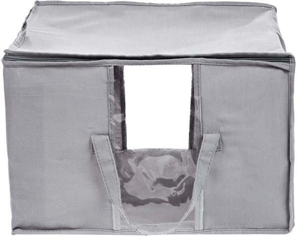 Amazon Basics Canvas Closet Storage Bag with Window and Handles - 23.6 x 7.7 x .3 Inches, Gray - Image 5