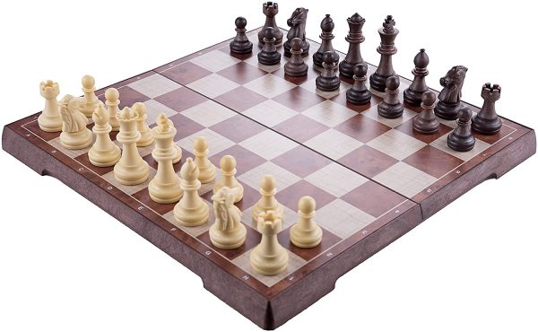 2 in 1 Folding Magnetic Chess and Checkers Game Board. Chess Set Strategy Game Measures 12.5 x 12.5, International Chess Set. Checkers are not Magnetic. - Image 7