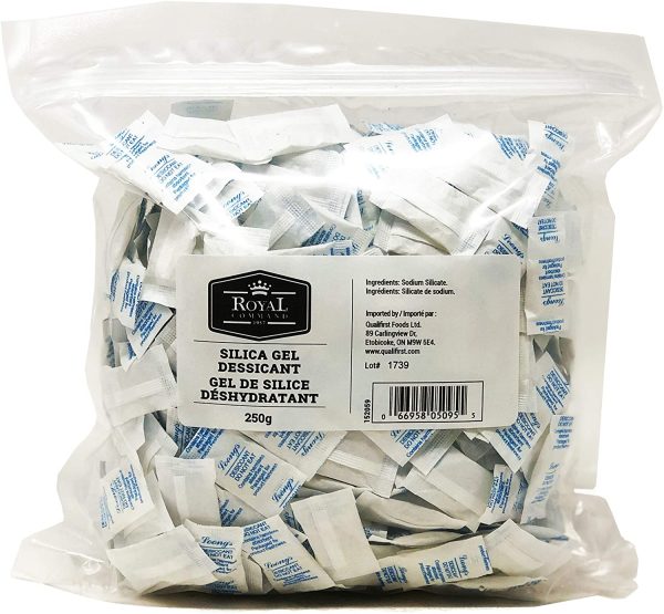 Royal Command Silica Gel Packets - 250 g Pack of 500 Packets | Desiccant Dehumidifiers, Rechargeable Paper, Premium Quality, Pure & Safe