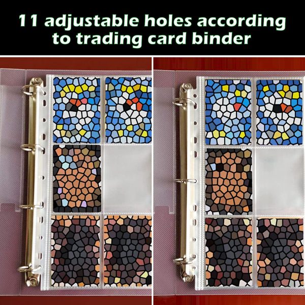 900 Pockets Trading Card Sleeves, 50 Double-Sided Card Folder, 11 Holes Adjustable According to Trading Card Album, wihout PVC, Transparent Game Card Holder