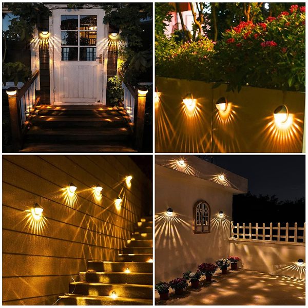 Quntis Solar Light Outdoor Pack,IP65 Waterproof Solar Fence Lights,Auto On/Off LED Solar Lights,Warm White Light Solar Deck Wall Lights for Garden Post Patio Yard Stairway Path Porch