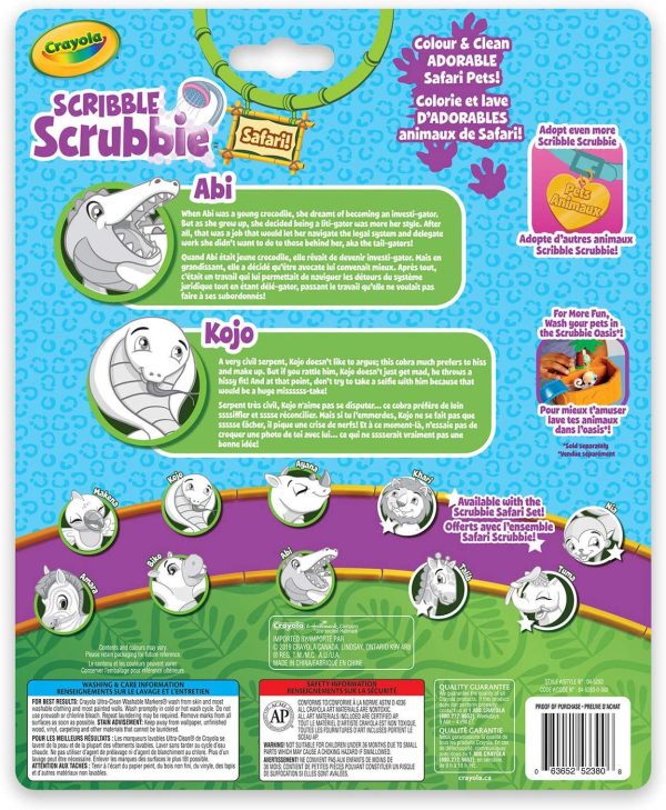 CRAYOLA  Scribble Scrubbie Safari Animals, Crocodile and Cobra, Holiday Toys, 2 Count, Age 3, 4, 5, 6 - Image 3