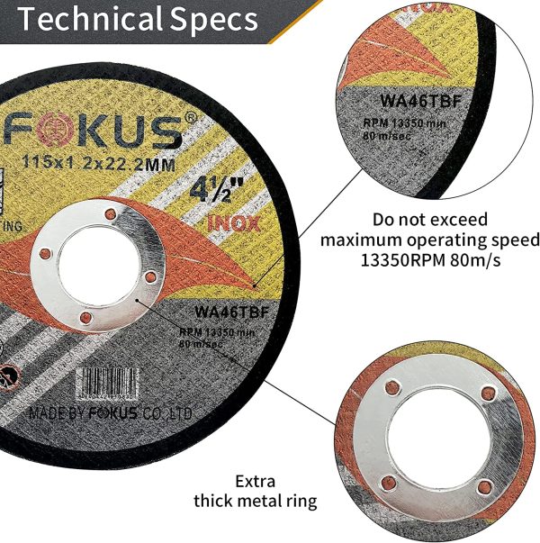 Ultra Thin Disc 4-1/2'' by 0.045'' Metal and Stainless Steel Cut Off Wheels 7/8'' Arbor PACK OF 25