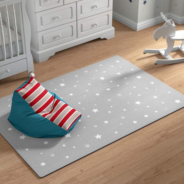 Extra Large Baby Play Mat - 4FT x 6FT Non-Toxic Foam Puzzle Floor Mat for Kids & Toddlers (Grey/White Star) - Image 2