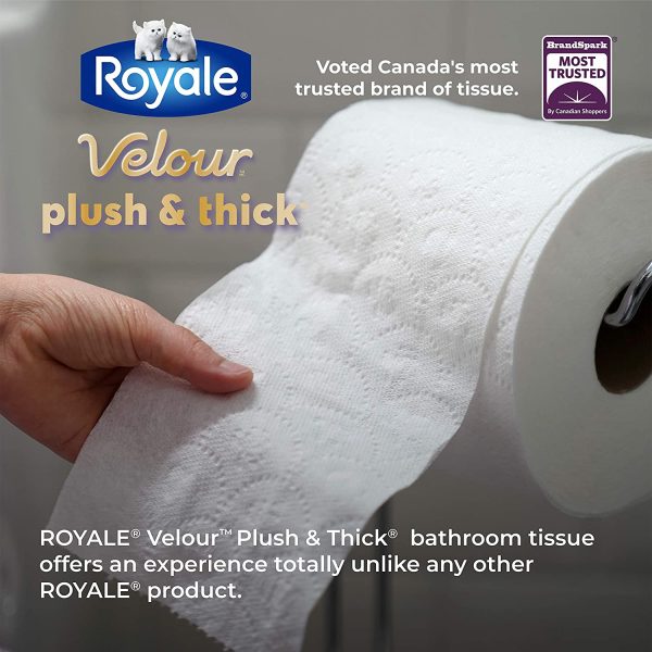 Royale Velour, Plush & Thick Toilet Paper, 12 Mega Equal 48 Rolls, 284 Bath tissues per roll