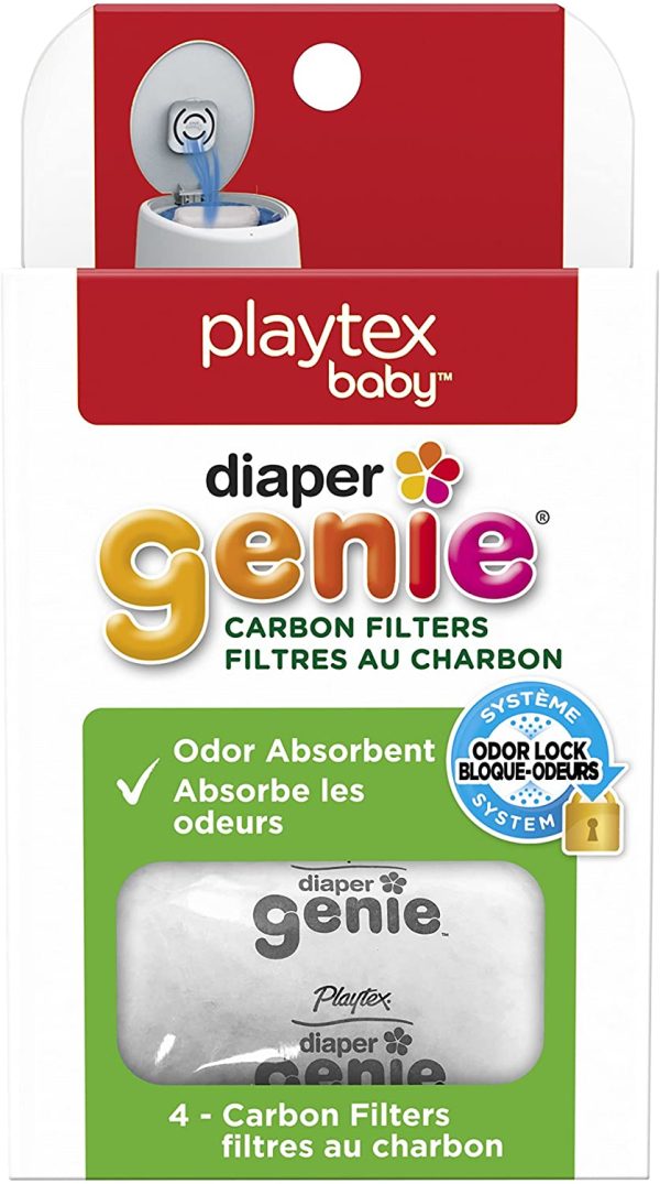 Diaper Genie Playtex Carbon Filter Refill Tray for Diaper Pails, 4 Carbon Filters