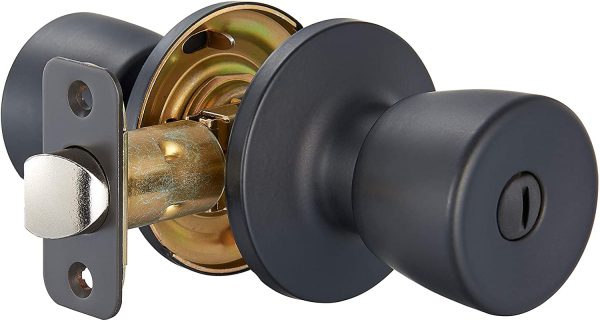 Amazon Basics Tulip Door Knob With Lock, Privacy, Matte Black - Image 4