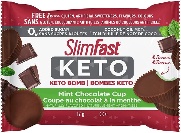 Slim-Fast Keto Bomb Snacks, 14x17g Mint Chocolate Cups Per Box, 238 Grams, Mint Chocolate Cup, 238 Grams - Image 9