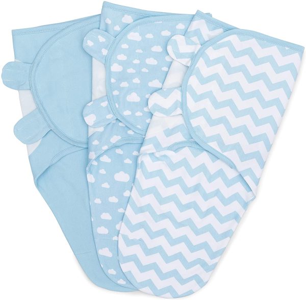 Swaddle Blanket Baby Girl Boy Easy Adjustable 3 Pack Infant Sleep Sack Wrap Newborn Babies by  (Blue, Small-Medium) - Image 3