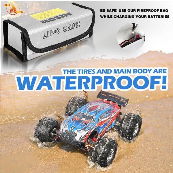 Hosim 1:16 Brushless 55+ kmh High Speed Large RC Cars,Remote Control Car 4x4 Off Road Monster Truck Electric All Terrain Waterproof Toys Hobby Vehicle for Kids and Adults - 2 Batteries for 40+ Min Play - Image 5