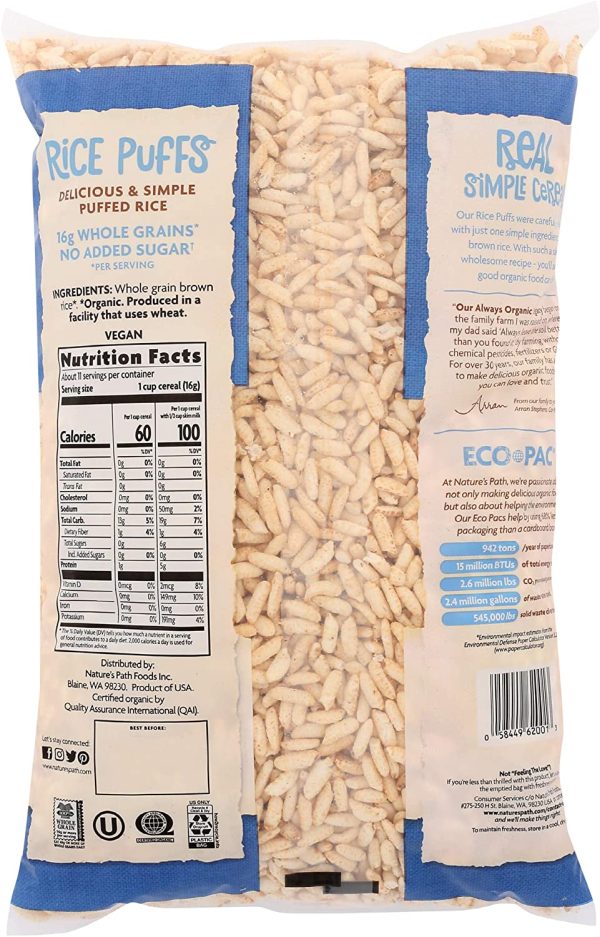 Nature's Path Organic Puffed Rice Cereal 170g EcoPac Bag, Light Brown - Image 7