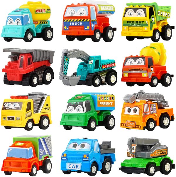 Pull Back Car,12 Pack Assorted Mini Plastic Construction Vehicle Set, Car Truck Toy for Kids, Boy, Girl, Child Birthday Party Favors, Goody Bag Giveaway, Prizes, Pinata Filler Supplie - Image 6