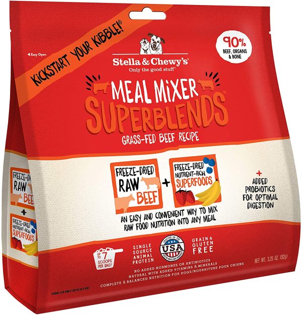 Stella & Chewy's Freeze-Dried Raw Grass-Fed Beef Meal Mixer SuperBlends Grain-Free Dog Food Topper, 3.25 oz. Bag - Image 4