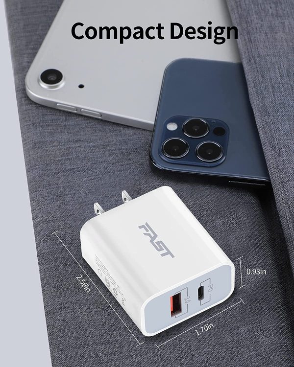 Fast USB C Charger, 2-Pack 20W PD + Quick Charger Dual Port Type C Wall Charger Block Plug Compatible with iPhone 13/13 Mini/13 Pro Max/12 Mini/12 Pro Max/11/XS/XR/X/8, iPad, AirPods Pro Max - Image 2