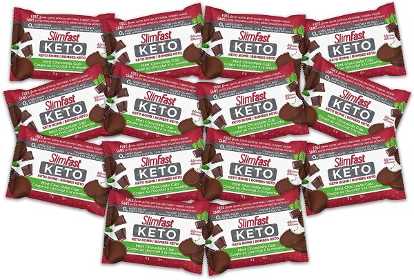 Slim-Fast Keto Bomb Snacks, 14x17g Mint Chocolate Cups Per Box, 238 Grams, Mint Chocolate Cup, 238 Grams - Image 3