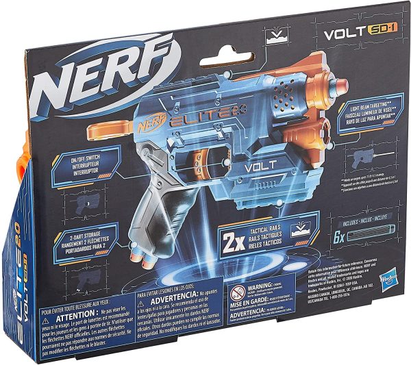 Nerf Elite 2.0 Volt SD-1 Blaster -- 6 Official Nerf Darts, Light Beam Targeting, 2-Dart Storage, 2 Tactical Rails to Customize for Battle