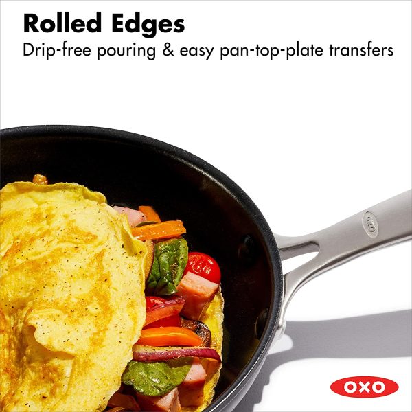 OXO Good Grips Pro Hard Anodized PFOA-Free Nonstick 8" Frying Pan Skillet, Dishwasher Safe, Oven Safe, Stainless Steel Handle, Black - Image 2