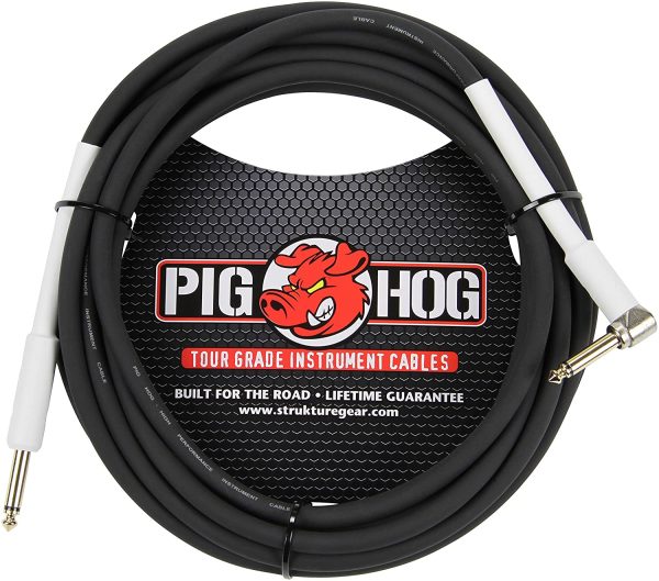 Pig Hog PH10R High Performance 8mm 1/4" to 1/4" Right-Angle Guitar Instrument Cable, 10 Feet - Image 2