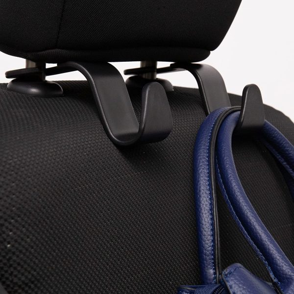 Car Seat Headrest Hook 4 Pack Hanger Storage Organizer Universal for Handbag Purse Coat fit Universal Vehicle Car Black S Type - Image 3