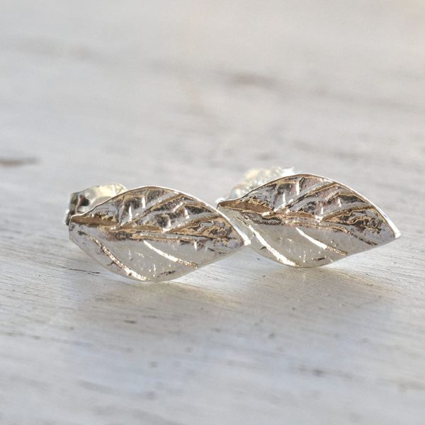 Sterling Silver Leaf Stud Earrings Dainty Everyday tiny Studs - Image 8