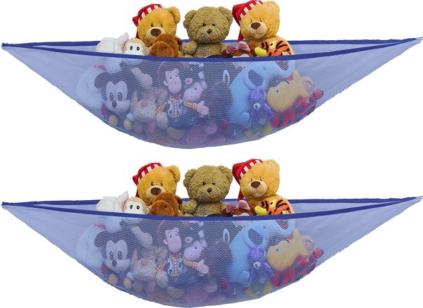 2 PK - SimpleHouseware Stuffed Animals Jumbo Toy Storage Hammock, Dark Blue - Image 2