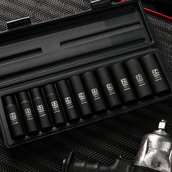 1/2-Inch Drive Metric Deep Impact Socket Set 11 Sockets - Image 4