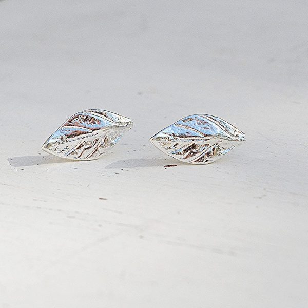 Sterling Silver Leaf Stud Earrings Dainty Everyday tiny Studs - Image 6