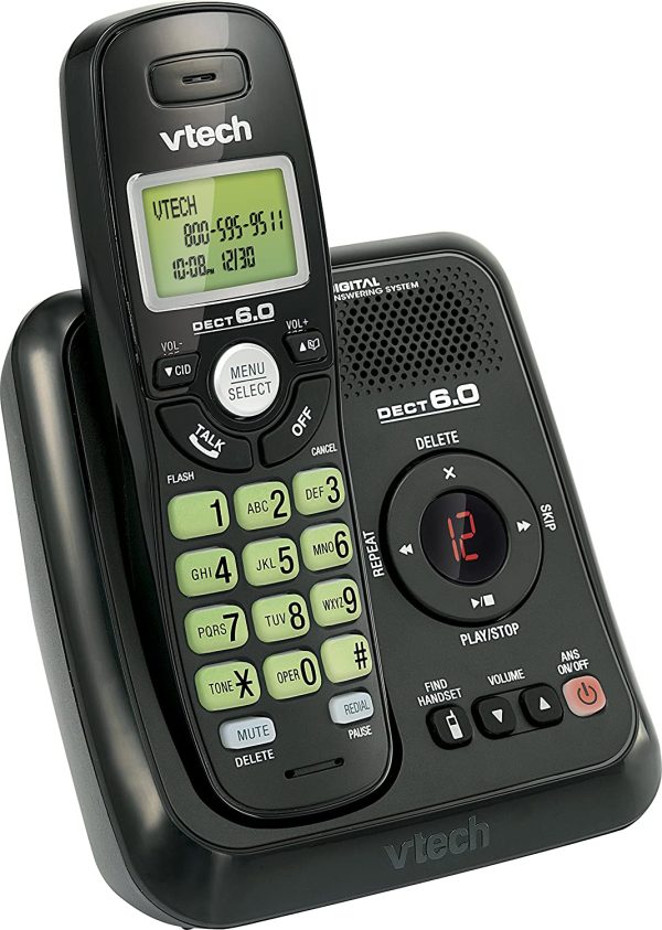 Vtech Dect 6.0 Single Handset Cordless Phone System with Digital Answering Machine and Green Backlit Keypad and Display (CS6124-11) - Image 4