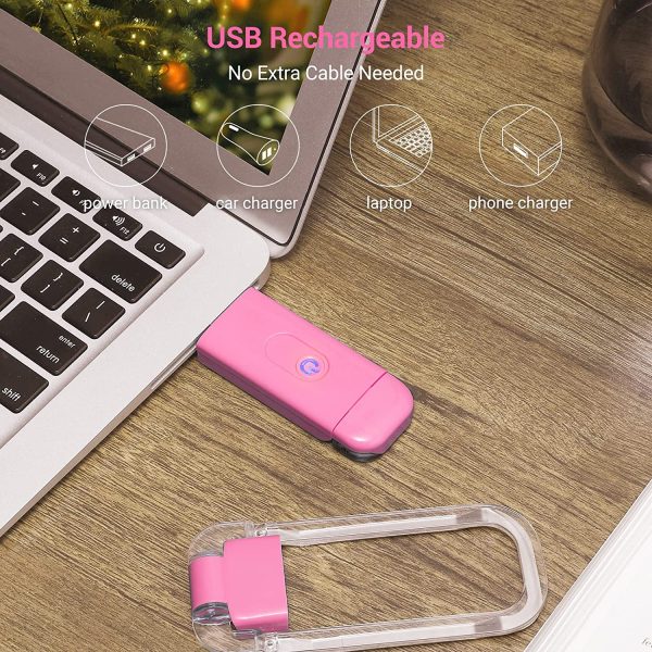 Amber Book Light, USB Rechargeable Book Light for Reading in Bed, 3 Brightness Levels, Blue Light Blocking, LED Clip-on Reading Light for Kids, Bookworms, Pink - Image 7