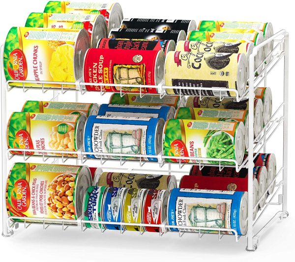 SimpleHouseware Stackable Can Rack Organizer Storage for Pantry, White - Image 4