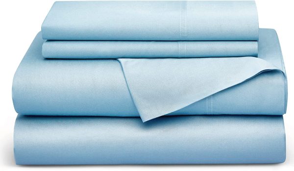 3PCs Sheets Set Twin XL Spa Blue - Cooling Breathable 100% Viscose from Bamboo Bed Sheets for Twin XL Size Bed with Deep Pocket - Image 7