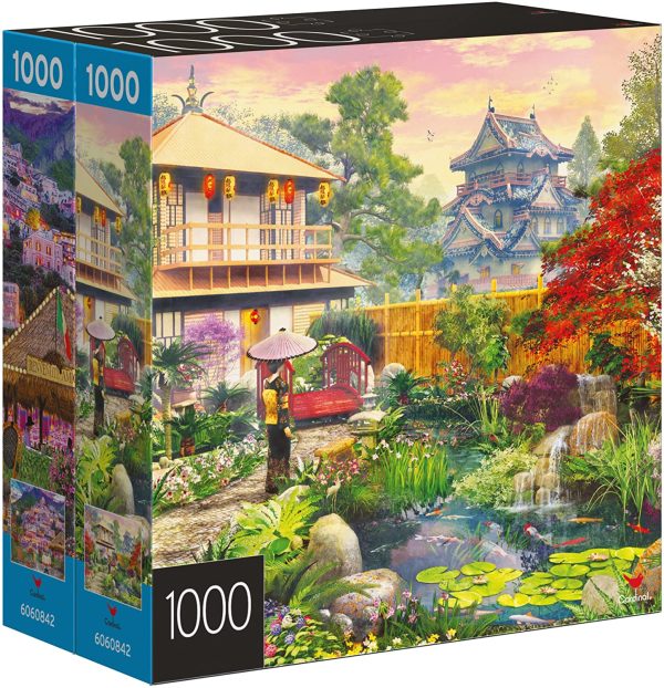 2-Pack of 1000-Piece Jigsaw Puzzles, for Adults, Families, and Kids Ages 8 and up, Amalfi Coast and Japan Garden - Image 2