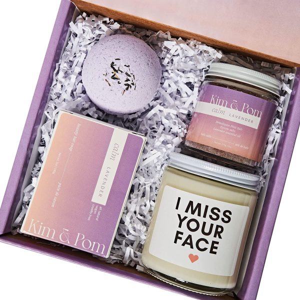 Kim and Pom Spa Gift Basket with I Miss Your Face Candle, Handcrafted with All Natural & Vegan Ingredients, Mothers Day Gift Ideas - Image 4