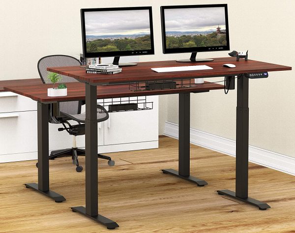 55-Inch Large Electric Height Adjustable Standing Desk, 140 x 71 cm, Cherry - Image 3