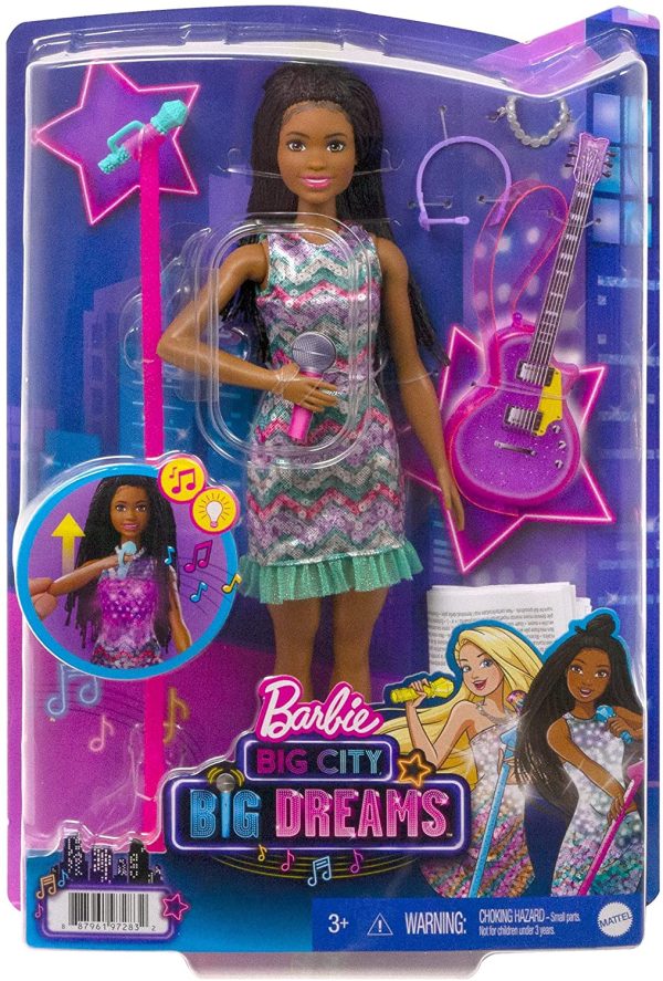 Barbie: Big City, Big Dreams Barbie ?M?Prooklyn?M?Roberts Doll (11.5-in Brunette with Braids) with Music, Light-Up Feature, Microphone & Accessories, Gift for 3 to 7 Year Olds - Image 8