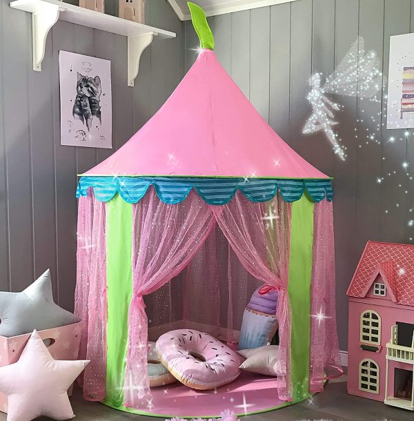 Tiny Land Princess Castle Play Tent With Star Lights & Carry Bag, Kids Foldable Pop Up Play Tent/House Toy For Indoor & Outdoor Use - Image 9