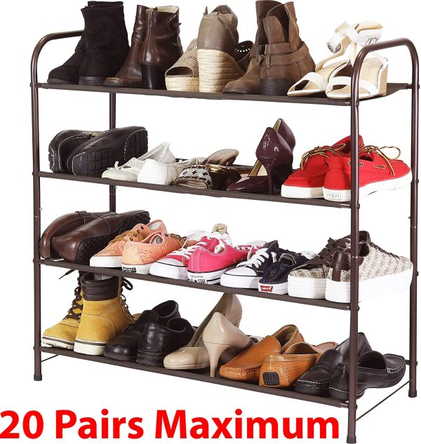 4-Tier Shoe Rack Storage Organizer, Bronze - Image 3