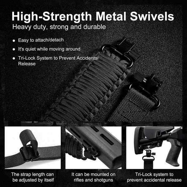 SOMA Rifle Sling with Swivels 2 Point Paraocrd Shotgun Sling Adjustable Gun Strap for Hunting - Image 5