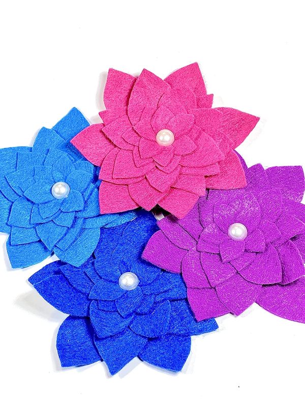 Felt Flower Brooch (Blue) - Image 3