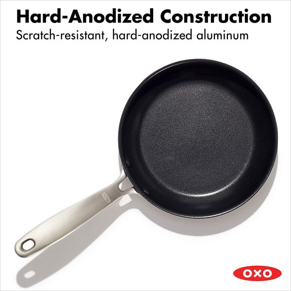 OXO Good Grips Pro Hard Anodized PFOA-Free Nonstick 8" Frying Pan Skillet, Dishwasher Safe, Oven Safe, Stainless Steel Handle, Black - Image 3