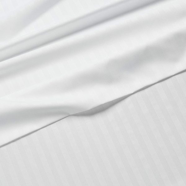 AmazonBasics Deluxe Striped Microfiber Bed Sheet Set - Twin Extra-Long, Bright White