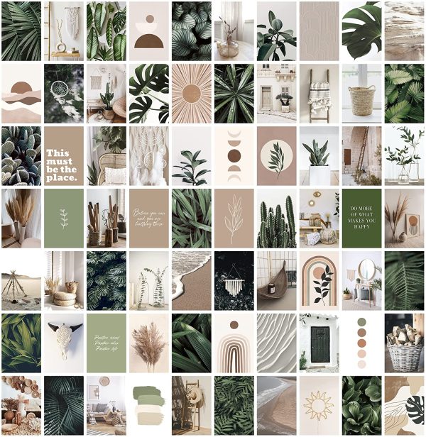 ANERZA Wall Collage Kit Aesthetic Pictures, Room Decor for Bedroom Aesthetic, Posters for Room Aesthetic, Cute Boho Plants Photo Wall Decor for Teen Girls, Cottegecore Dorm Green Wall Art (70 pcs)