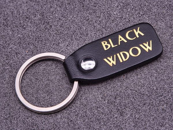 Personalized leather key chain, exquisite gift monogram handmade in France | Custom key ring, edc keychain (Black) - Image 2